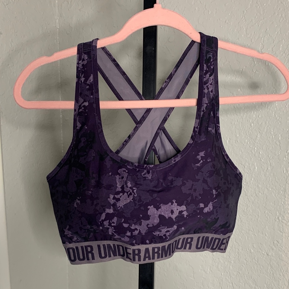 Under armour compression purple camouflage sports bra xl